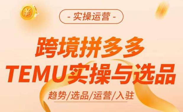 跨境拼多多TEMU实操与选品，​掌握平台运营方法技巧，选品避坑12条标准，爆款的底层思路等