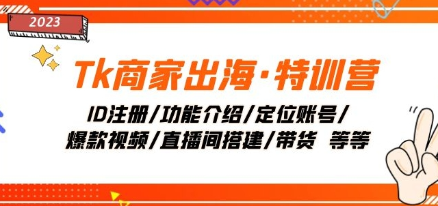 TK商家出海·特训营：ID注册/功能介绍/定位账号/爆款视频/直播间搭建/带货