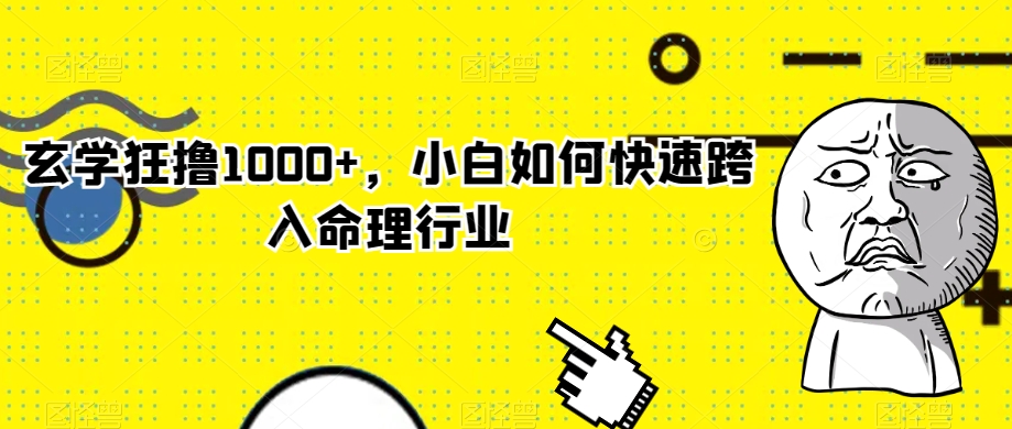 玄学狂撸1000+，小白如何快速跨入命理行业【揭秘】