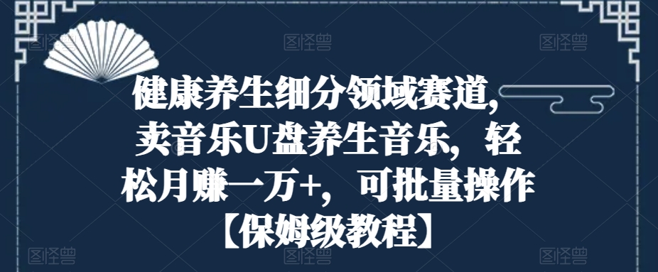 健康养生细分领域赛道，卖音乐U盘养生音乐，轻松月赚一万+，可批量操作【保姆级教程】