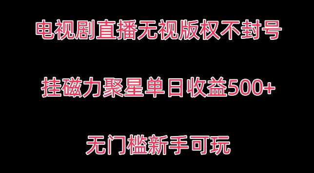 电视剧直播无视版权不封号，挂磁力聚星单日收益500+,无门槛新手可玩