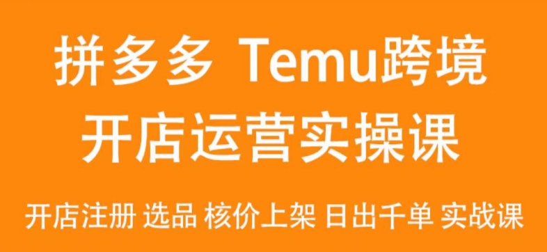 2024Temu最新玩法，Temu跨境开店运营实操课，开店注册/选品/核价上架/日出千单实战课