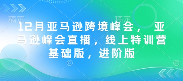 12月亚马逊跨境峰会， 亚马逊峰会直播，线上特训营基础版，进阶版