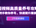 短视频高质量养号攻略：手把手教你养号，快速提升播放量（2节视频课）