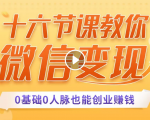 十六节课教你零基础微信变现，用单品打爆市场，每月收入超过10万+