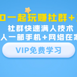 2020一起玩赚社群+直播：社群快速满人技术，普通人一部手机+网络在家躺赚