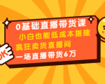 0基础直播带货课：小白也能低成本搭建疯狂卖货直播间：1场直播带货6万