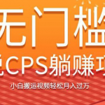 无门槛小说CPS躺赚项目，小白搬运视频轻松月入过万