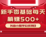 最新小白赚钱项目，零基础每天躺赚500+抖音小程序实战项目