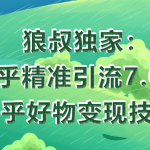 狼叔知乎精准引流7.0+知乎好物变现技术课程