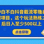 绅白不白抖音截流零撸卖课项目，这个玩法熟练之后日入至少500以上