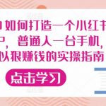 从0-1如何打造一个小红书爆款IP，普通人一台手机，就可以狠赚钱的实操指南