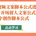 带货短视频文案脚本公式进阶班，18个开场留人文案公式，18个创作脚本公式