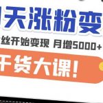 21天精准涨粉变现干货大课：从10位粉丝开始变现月增5000+变现20w+