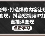 不韦老师·打造爆款内容让短视频快速变现，抖音短视频IP打造及直播课变现（无冒泡水印）