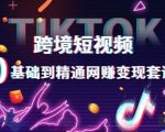 跨境短视频TIKTOK 0基础到精通网赚变现套课，跨境短视频独立站带货变现技巧