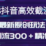 日引300＋创业粉，独家抖音高效截流2.0玩法（价值1280）