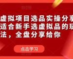 淘宝虚拟项目选品实操分享课，适合新手选虚拟品的玩法，全盘分享给你