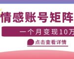 情感账号矩阵项目，简单操作，月入10万+可放大（教程+素材）