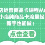 独狼抖店运营商品卡课程从0到1玩法，抖音小店纯商品卡流量起店玩法，新手也能做