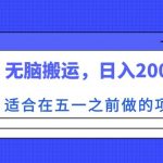 适合在五一之前做的项目，无脑搬运，日入200+【揭秘