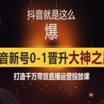 0粉自然流实战起号课，抖音新号0~1晋升大神之路，打造千万带货直播运营投放课