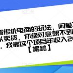 颠覆传统电商的玩法，闲鱼不止可以卖货，你绝对意想不到的操作。我靠这个项目年收入20W【揭秘】