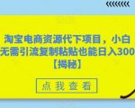 淘宝电商资源代下项目，小白无需引流复制粘贴也能日入300＋【揭秘】