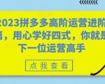 2023拼多多高阶运营进阶篇，用心学好四式，你就是下一位运营高手