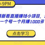 2023年最新看直播赚钱小项目，适合宝妈在家操作，一个号一个月赚1000多（揭秘）