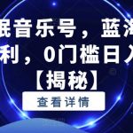 抖音助眠音乐号，蓝海项目，简单暴利，0门槛日入300+【揭秘】