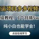 纯搬运项目多多视频带货保姆级教程，1个月搞5w佣金，纯小白也能学会【揭秘】