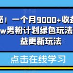 重磅揭秘！一个月9000+收益2023年9月最新yw男粉计划绿色玩法——人性利益更新玩法