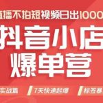 抖店商品卡运营班（8月份），从0-1学习抖音小店全部操作方法，不直播不拍短视频日出1000单