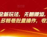 多多视频全新玩法，无脑搬运，月入10000，可以多账号批量操作，收益会更多【揭秘】