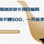 十万个富翁修炼宝典之5.揭秘旅游卡项目骗局，号称“一张卡赚500，一天能卖两三张