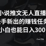 小说推文无人直播，快手新出的赚钱任务，小白也能日入300+【揭秘】