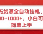 海外无货源全自动挂机，日收益400~1000+，小白可做，简单上手