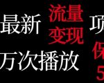 抖音流量变现，万次播放保底5元，额外收入