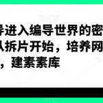 短视频编导进入编导世界的密钥，入门从拆片开始，培养网感，建素素库