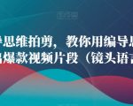 用编导思维拍剪，教你用编导思维拍剪出爆款视频片段（镜头语言）”