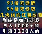 93折充话费，96折充电费，几块钱的红包封面是如何让我做到日入1000+，引流3000+”