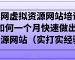 小彬网虚拟资源网站培训课程，如何一个月快速做出盈利的资源网站（实打实经验）