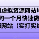 小彬网虚拟资源网站培训课程，如何一个月快速做出盈利的资源网站（实打实经验）