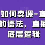 教你如何卖课-直播间卖课的语法，直播卖课底层逻辑