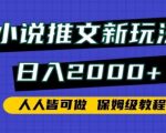 小说推文新玩法，日入2000+，人人皆可做，保姆级教程【揭秘】