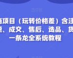 闲鱼电商项目（玩转价格差）含注册、养号、标题、成交、售后、选品、货源等，一条龙全系统教程