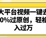 各大平台视频一键去重，100%过原创，轻松月入过万