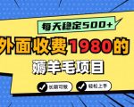 外面收费1980的薅羊毛项目，每天稳定500+，长期可做