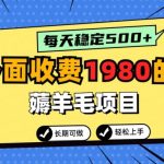 外面收费1980的薅羊毛项目，每天稳定500+，长期可做